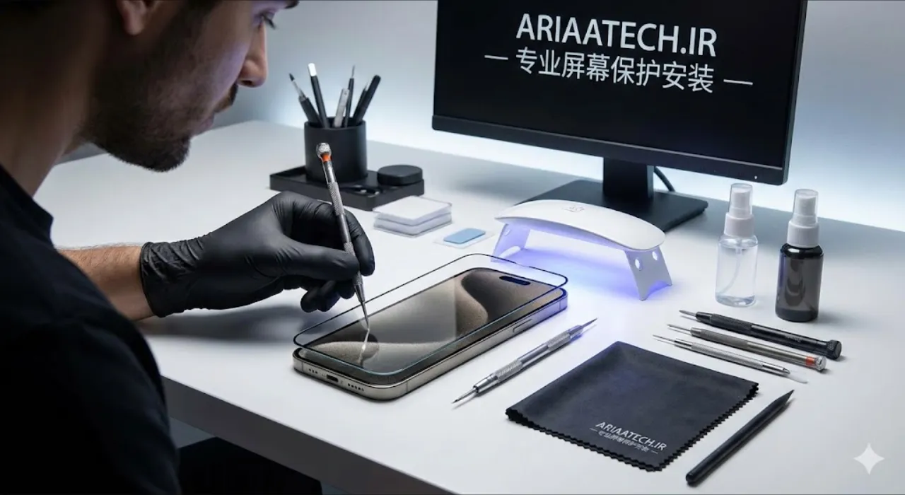 مراحل صحیح نصب محافظ شیشه ای آیفون 15 پرو